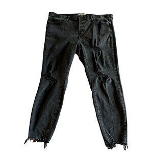 Torrid Sky High Black Skinny Premium Stretch Distress Jeans Black Denim Size 22R